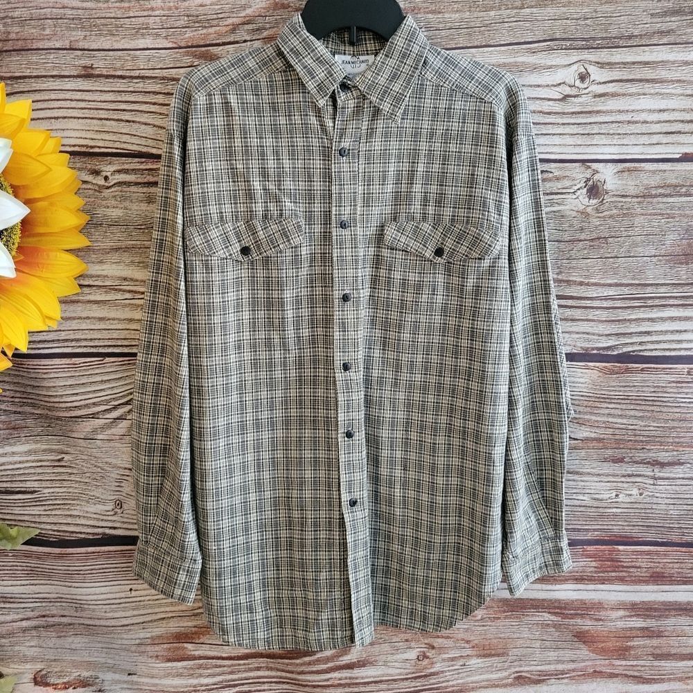 Jean Michaud Mens Long Sleeve Button Front Long Sleeve shirt , large pre-owned